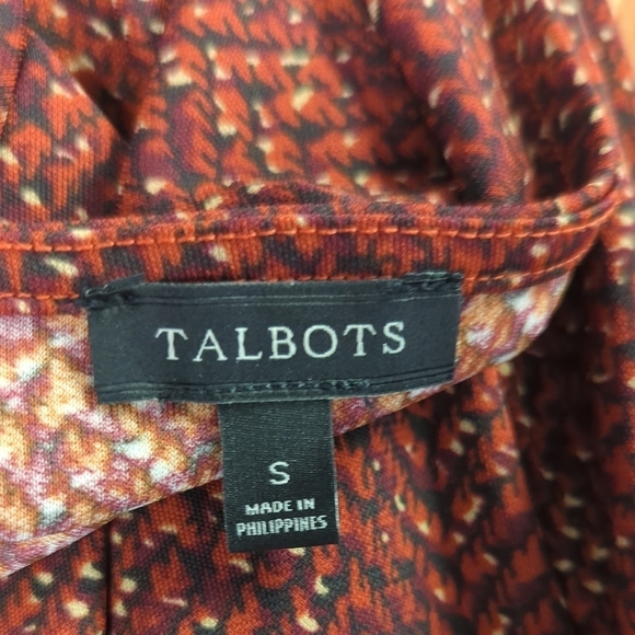 Talbots Printed Jersey Knit Dress Red S preppy Business casual classic stretch - Picture 6 of 7